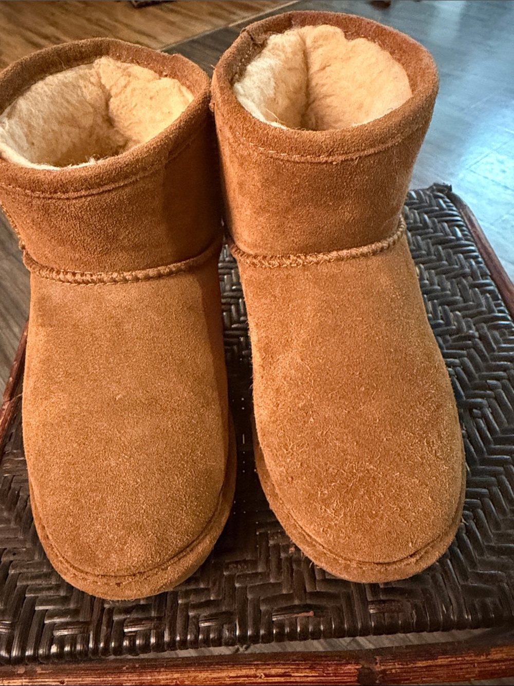 BearPaw Kids Suede Slip-On Boots - Chestnut Brown